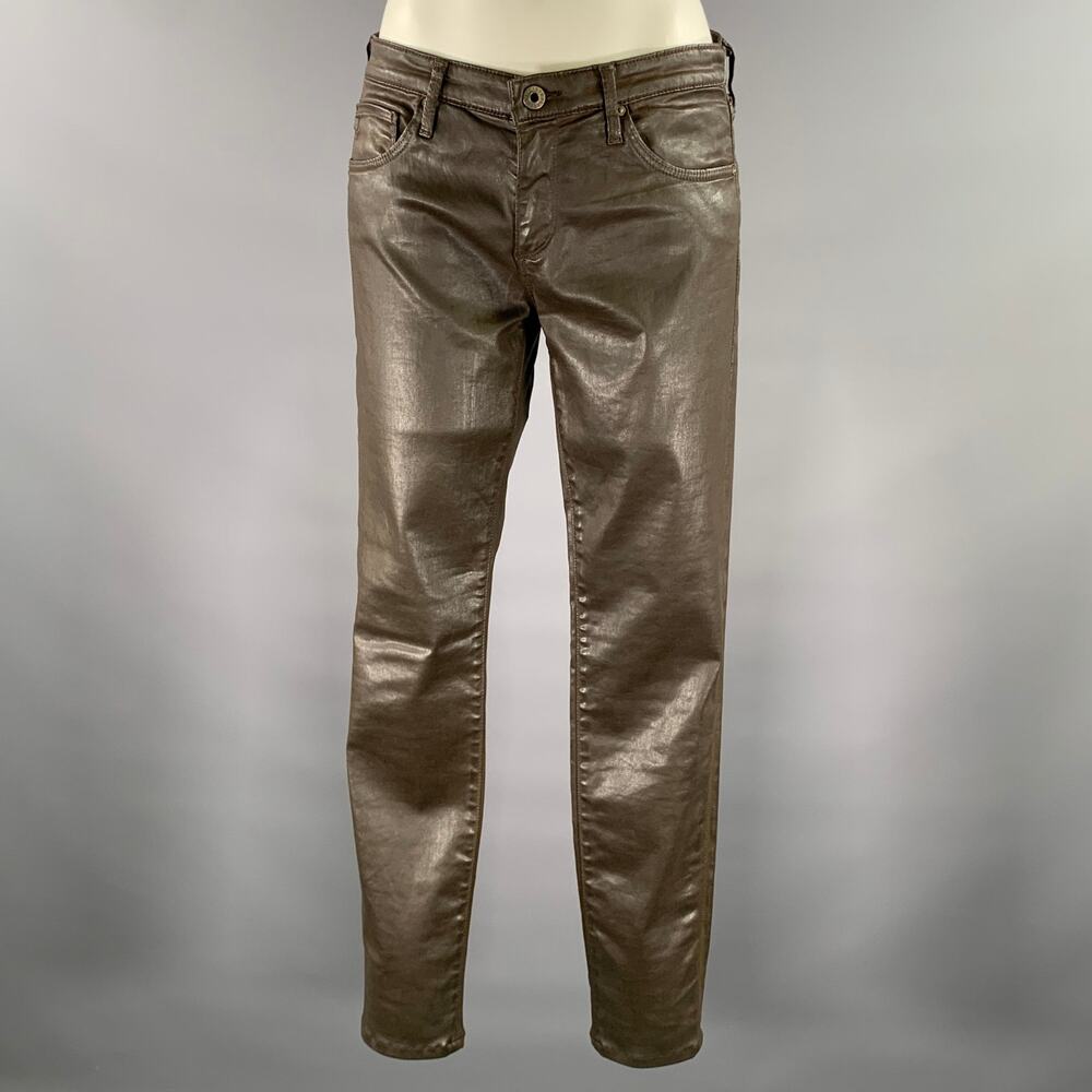 ADRIANO GOLDSCHMIED Size 32 Brown Faux Leather Cotton Blend Skinny Pants
